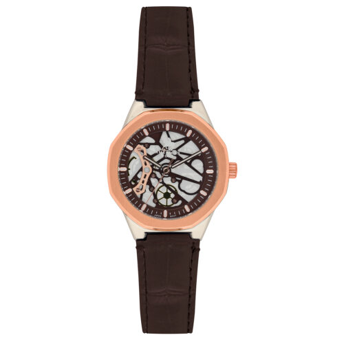 American Polo Skeleton Gents Brown Leather Strap