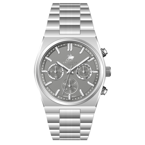 American Polo Pioneer Collection Silver Stainless Steel Bracelet