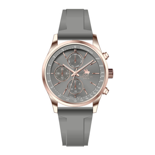 American Polo Pulse Collection Gents Multifunction Grey Rubber Strap