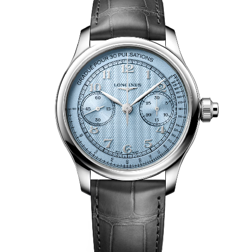 LONGINES Master Collection Chrono Monopusher Grey Leather Strap 41 mm