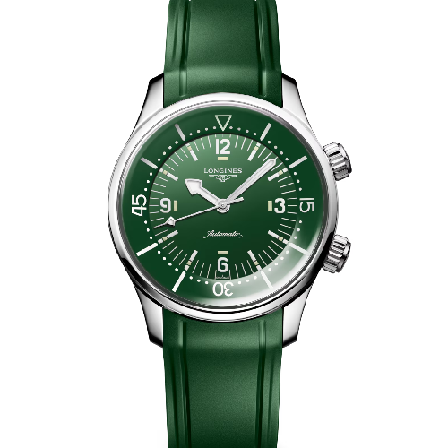 LONGINES LEGEND DIVER Automatic Green Rubber Strap 39 mm