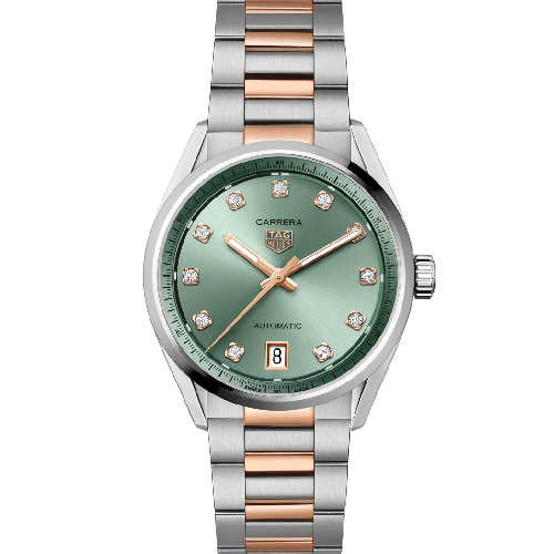 TAG Heuer Carrera Date Automatic Two Tone Stainless Steel Bracelet & 18K 5N Rose Gold