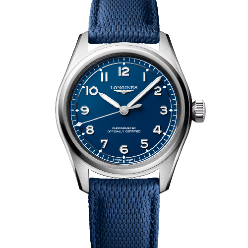 Longines Spirit Pilot Stainless Steel Blue Rubber Strap
