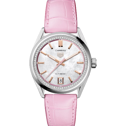 TAG Heuer Carrera Date Automatic Pink Leather Strap